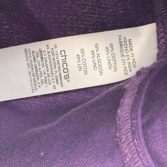Chicos 2 Womens Purple  Jacket Drawstring Waist 3/4 Roll-Tab Sleeves Size large - Picture 2 of 10